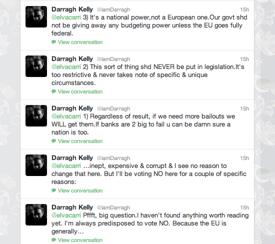 Darragh Kelly, comments on the fiscal /stability treaty